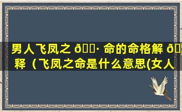 男人飞凤之 🌷 命的命格解 🦟 释（飞凤之命是什么意思(女人)）